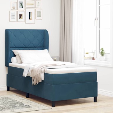Box spring krevet s madracem, 100x200 cm, tamnoplava