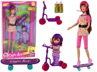 Lucy lutka, set, rozi skuter, skateboard, kacige