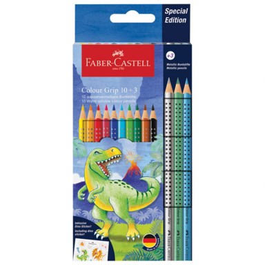 FABER-CASTELL Drvene boje 201545, GRIP 2001, metalik boje uključene, 13 boja, blister pakiranje
