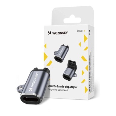 WOZINSKY Adapter WAYGS1, USB-C, za Garmin pametni sat, sivi