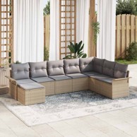 8-dijelni vrtni sofa set s jastučićima, poli ratan, bež