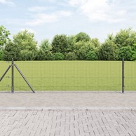 Zavarena žičana ograda s 13 izbočenih stupova, siva, 0.6x50 m, čelik
