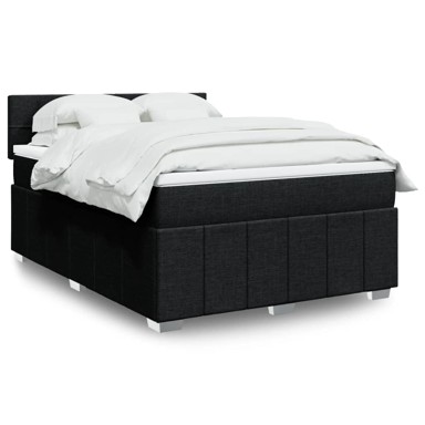 Krevet s oprugama i madracem crni 140 x 190 cm od tkanine