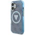 Guess IML Metal Glitter 4G Circle Triangle MagSafe maskica za iPhone 16, modra