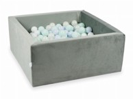 MIMII Jama za suhe kuglice 400 komada 90 x 90 x 40, baršunasto siva, svijetloplava biserna, svijetla mint, opalescentna, bijela