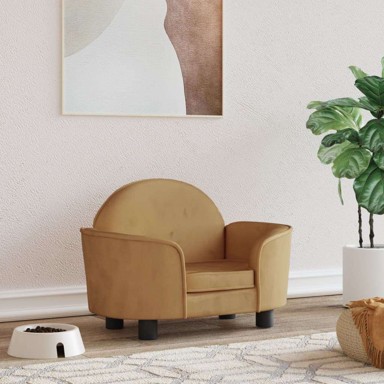 Krevet za pse baršunasti, 66 × 40 × 45 cm, smeđa