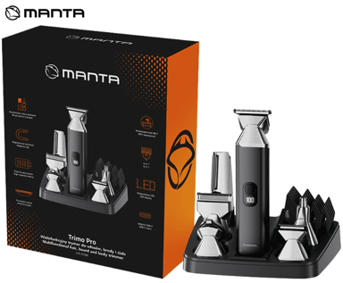 MANTA Trimer bežični Trimo Pro HT-01BK, 10 nastavaka, crno-srebrni