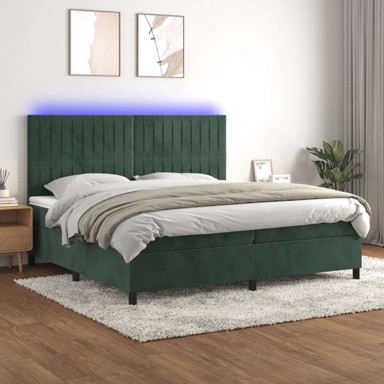 Box Spring krevet s madracem, tamnozeleni, 200x200 cm, baršun, okomite pruge