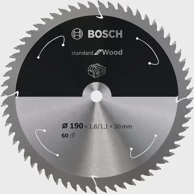BOSCH List kružne pile Standard for Wood 190 mm 60Z (30 mm rupa, za ručne akumulatorske pile)