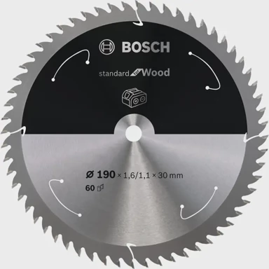 BOSCH List kružne pile Standard for Wood 190 mm 60Z (30 mm rupa, za ručne akumulatorske pile)