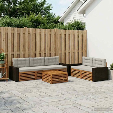 Set vanjskih sofa, 6 kom, prirodna i svjetlosiva