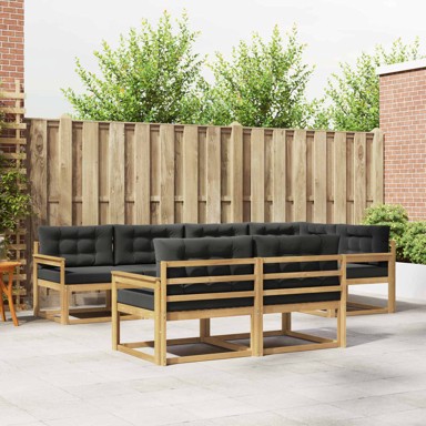 Set vanjskih sofa s jastukom, 6 kom, poliester, bijelo-antracit