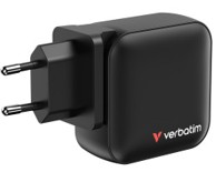 VERBATIM Zidni punjač Mini GaN, 100 W, PD, QC 3.0, 3xUSB-C, 1 x USB-A