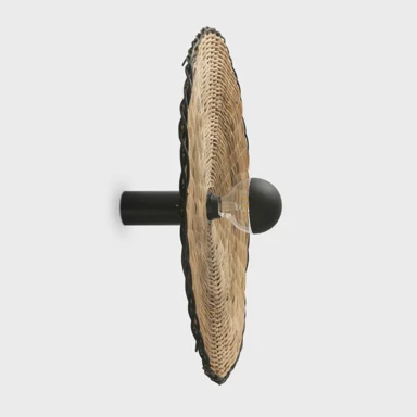 Zidna svjetiljka Costas, E27, fi600×140 mm, crna, ratanska, stropna