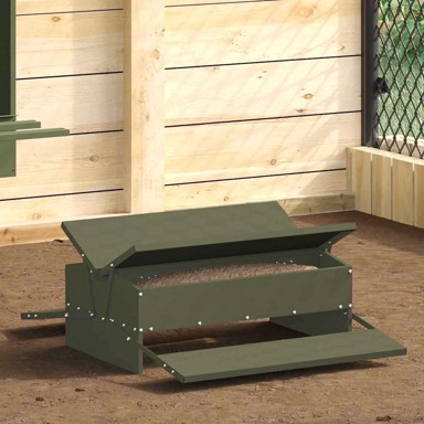 Feeder hranilica za piliće s nogom, maslinasto zelena, 75 × 53 × 20,5 cm