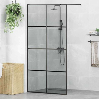 Zid za walk-in tuš, 100 x 195 cm, staklo otporno na udarce, crna