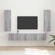 Set zidnih TV komoda 3 kom, konstruirano drvo, siva sonoma