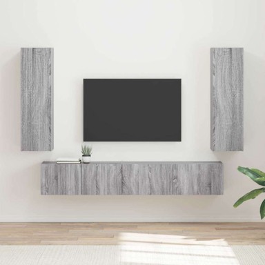 Set zidnih TV komoda 3 kom, konstruirano drvo, siva sonoma