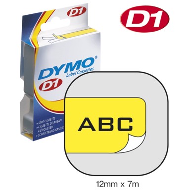 DYMO D1 vrpca, 12 mm x 7 m, crno-žuta