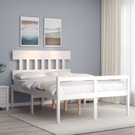 Okvir kreveta s uzglavljem bijeli 120 x 200 cm od masivnog drva