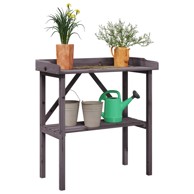 Stol za biljke s policom sivi 78x38x82,5 cm od masivne jelovine