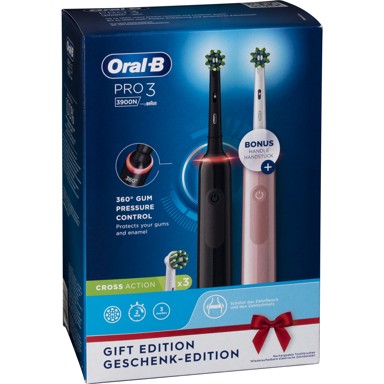 ORAL-B Električna četkica PRO 3 3900 Duopack Black-Pink Edition JAS22