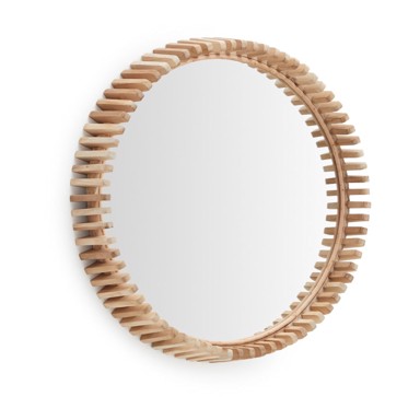 KAVE HOME Zidno ogledalo s okvirom od masivnog drveta ø 60 cm Polke