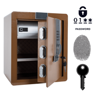 NIKCORP Oklopljeni biometrijski kućni sef, otisak prsta i šifra, dimenzije 45 x 38 x 32 cm, čelik, smeđa