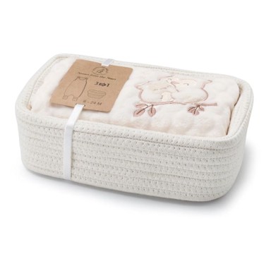 KENGURU GOLD Poklon košara s vrećom za spavanje TOG 2 Popcorn Owl, 6–24 mj