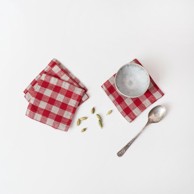 LINEN TALES Podmetači za čaše Red Gingham, crveni
