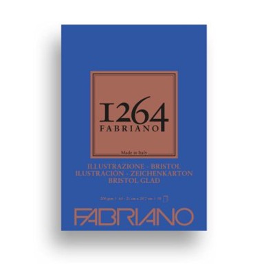FABRIANO Blok za crtanje, 1264 Bristol, A4, 21 x 29,7 cm, 200 g, 50 listova, lijepljen na vrhu