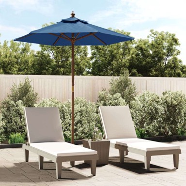 Vrtni suncobran s drvenim stupom 196 x 231 cm, plava