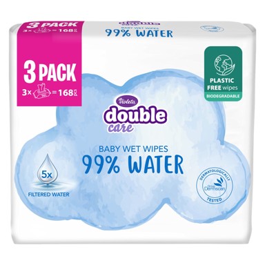 VIOLETA Vlažne maramice Double Care Sensitive care 99% voda, 3*56/1 457159