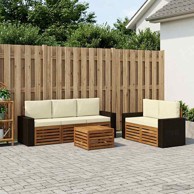 Setovi sofa s jastukom, 6 pcs, čvrsto drvo akacije
