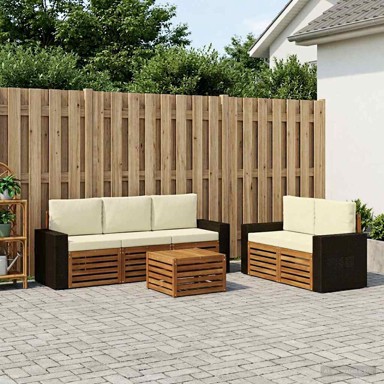 Setovi sofa s jastukom, 6 pcs, čvrsto drvo akacije