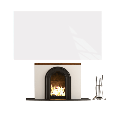 Staklena podloga za kamin i peć za peć tipa koza od kaljenog stakla, 90 x 52 cm, bijela
