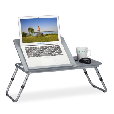 NORTHIX Stol za laptop, podesivi kut, drveni, siva boja