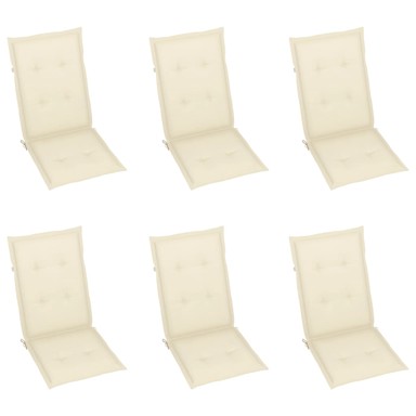 Jastuci za vrtne stolice 6 kom krem 120 x 50 x 4 cm
