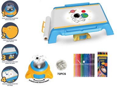 Projektor za crtanje, stolni, s karticama i priborom, plavi