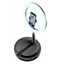 CELLULARLINE Sklopivi LED prsten Selfie Ring Fold sa stalkom za telefon crni