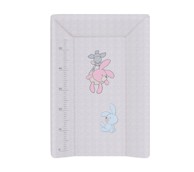 CEBA BABY Kratka profilirana mekana podloga za previjanje s uzglavljem, zečići, siva, 50x70