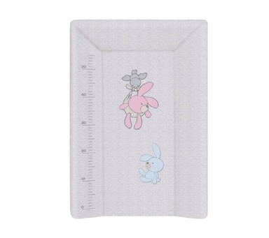 CEBA BABY Kratka profilirana mekana podloga za previjanje s uzglavljem, zečići, siva, 50x70