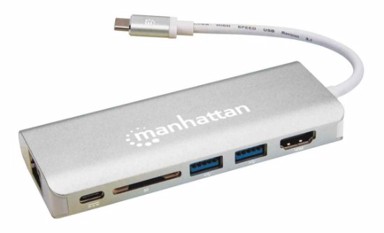 MANHATTAN Docking stanica, USB-C na HDMI, RJ45, USB-C, 2x USB 3.0, za laptop, crna