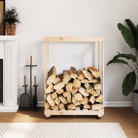 Držač za cjepanice s kotačima 76,5x40x108 cm od borovine, bijeli