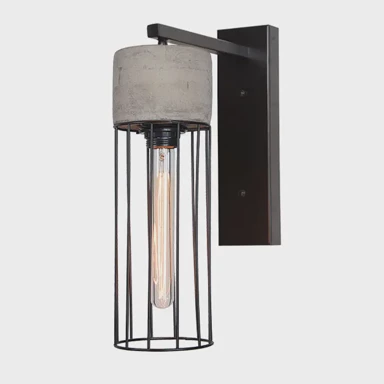 Zidna lampa, E27, max 40 W, concrete metal, crna