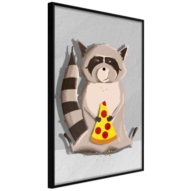 Poster Racoon Eating Pizza 30x45