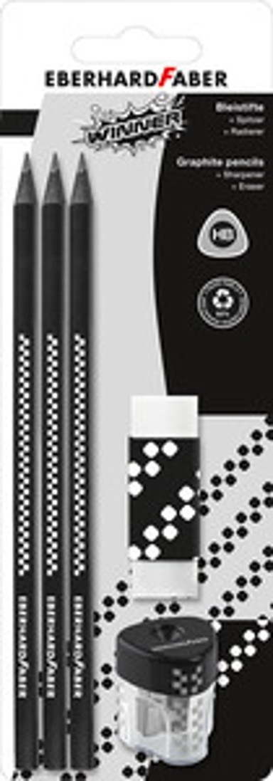 EBERHARD FABER Set grafitnih olovaka Winner, HB, šiljilo, gumica, 5 kom