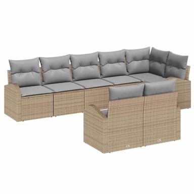 Set vrtne garniture s jastučićima, poliratan, 8 dijelova, bež
