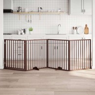 Vrata za pse s vratašcima 4 panela sklopiva 320 cm drvo topole 80 x 90 x 2 cm, smeđa