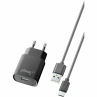 PLOOS Kućni punjač, 2A, 1xUSB-A, kabel USB-C 100cm, crni